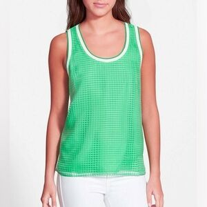 NEW NWT Trouvé Green Overlay Ribbed Trim Shell Lined Sleeveless Tank Top LARGE